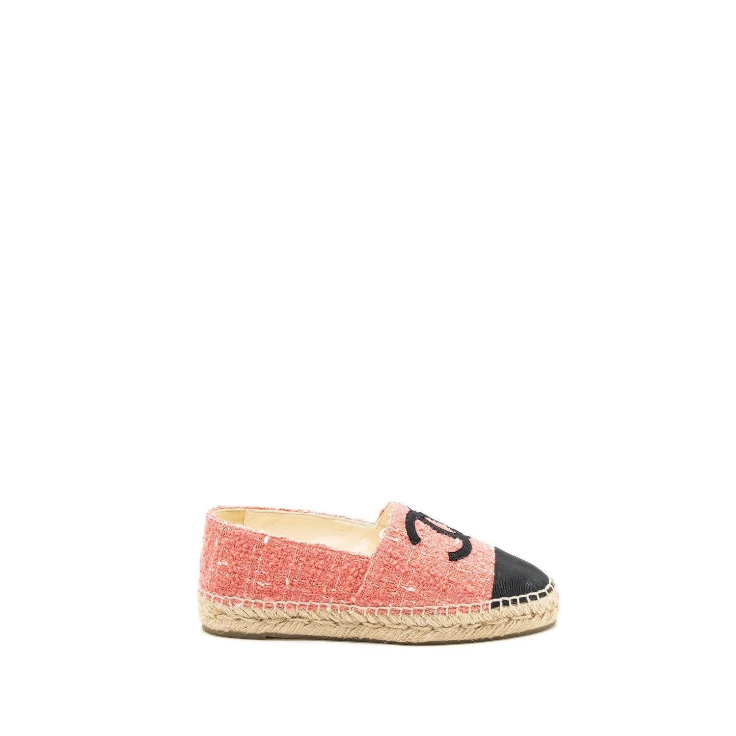 Chanel Size 35 Espadrilles Cotton/Tweed Pink/Black