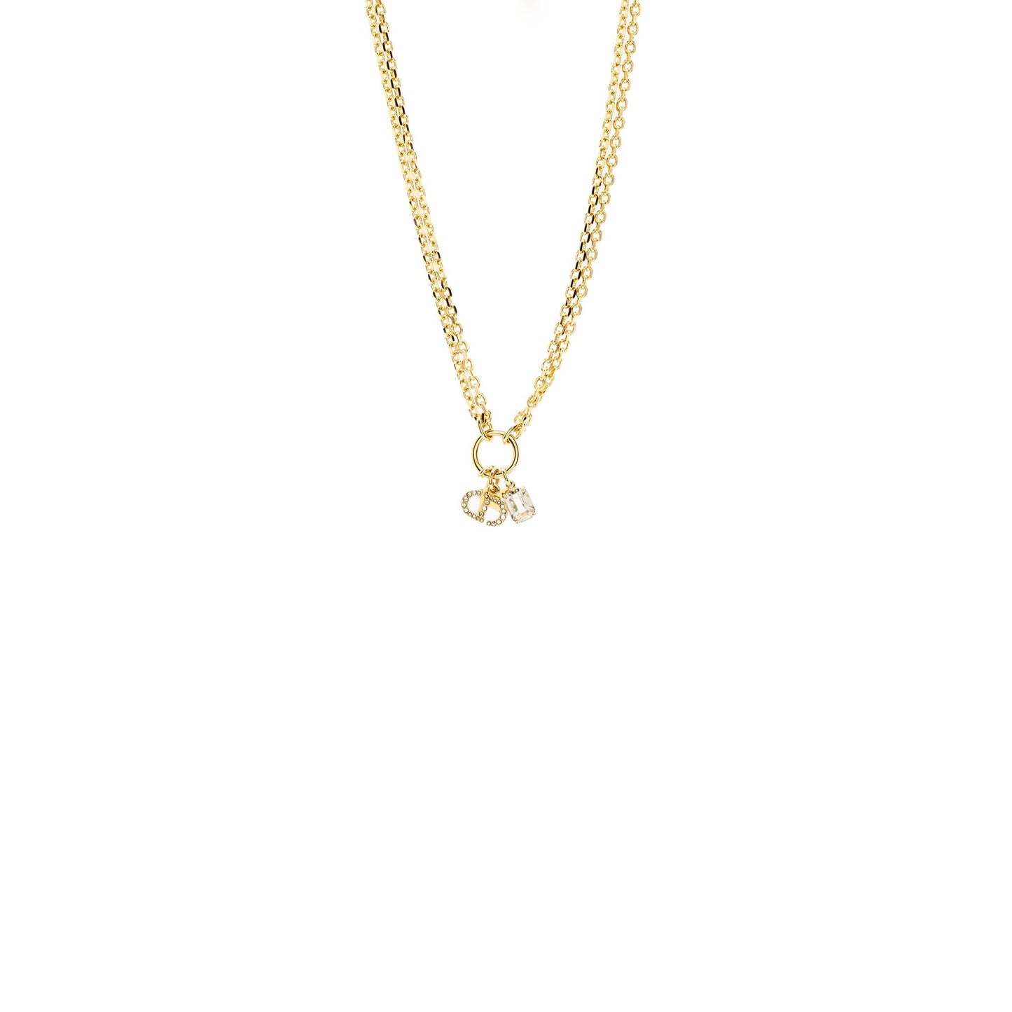 Dior CD and Star Necklace Crystal Gold Tone