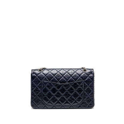 Chanel Maxi 2.55 Reissue flap bag aged calfskin dark blue ruthenium hardware