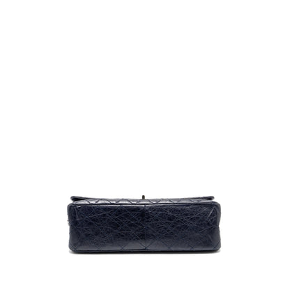 Chanel Maxi 2.55 Reissue flap bag aged calfskin dark blue ruthenium hardware