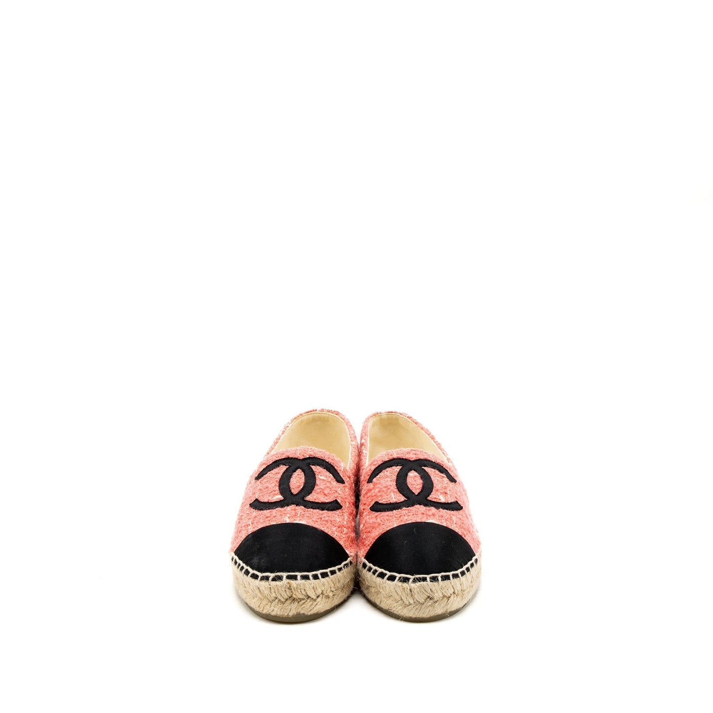 Chanel Size 35 Espadrilles Cotton/Tweed Pink/Black