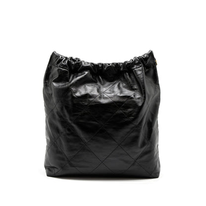 Chanel Large 22 Bag Shiny Calfskin Black GHW (Microchip)