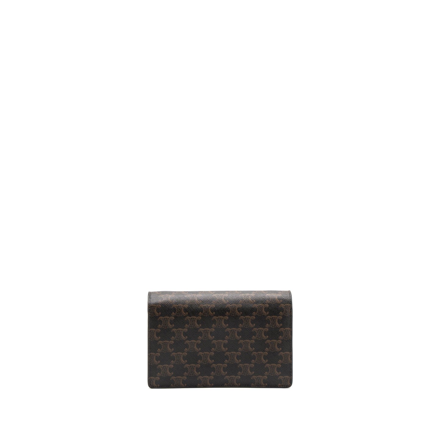 Luxury CELINE Wallet On Strap Triomphe Canvas/Smooth Lambskin Tan