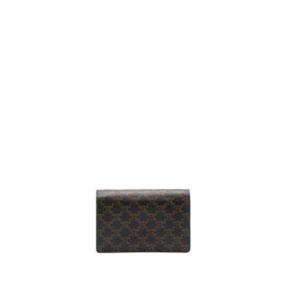 Luxury CELINE Wallet On Strap Triomphe Canvas/Smooth Lambskin Tan