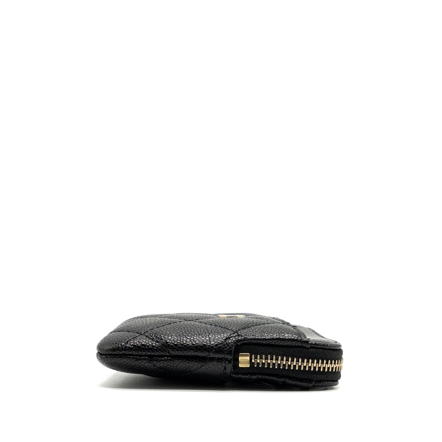 Chanel square zipper pouch card holder caviar black LGHW (Microchip)