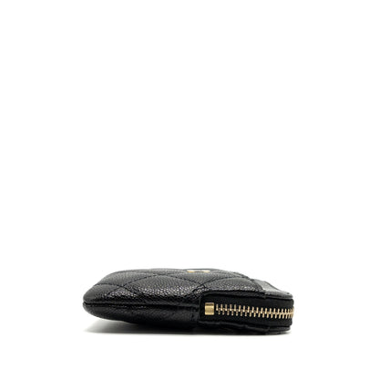 Chanel square zipper pouch card holder caviar black LGHW (Microchip)