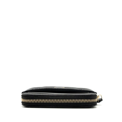 Chanel square zipper pouch card holder caviar black LGHW (Microchip)
