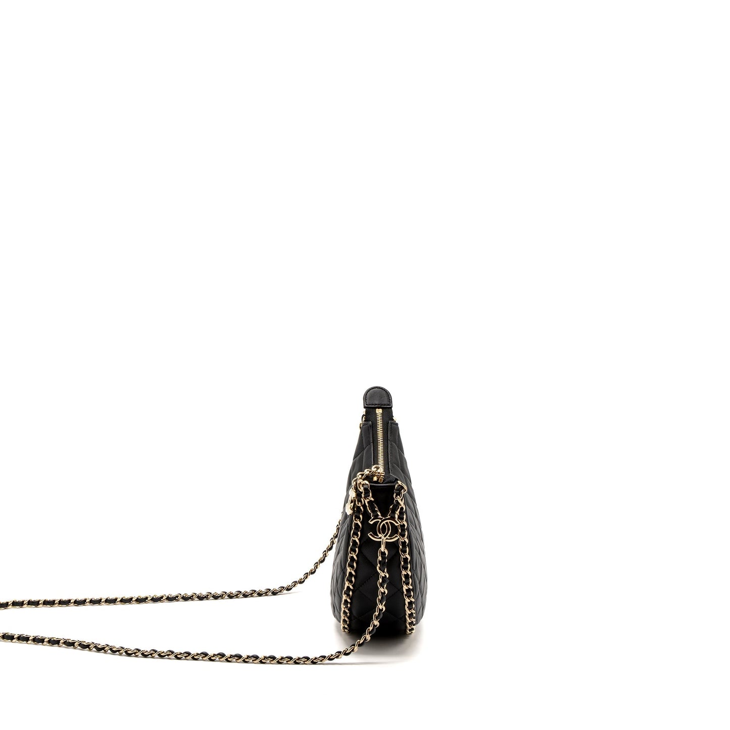 Chanel Small moon Hobo Bag Lambskin Black LGHW(Microchip)