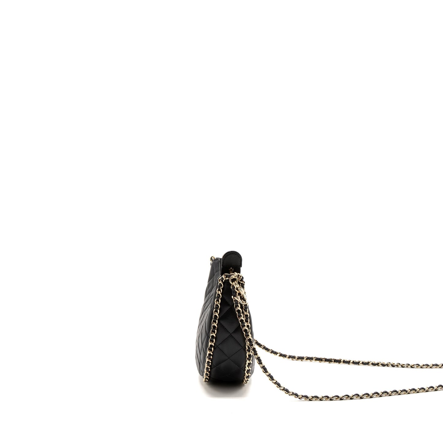 Chanel Small moon Hobo Bag Lambskin Black LGHW(Microchip)