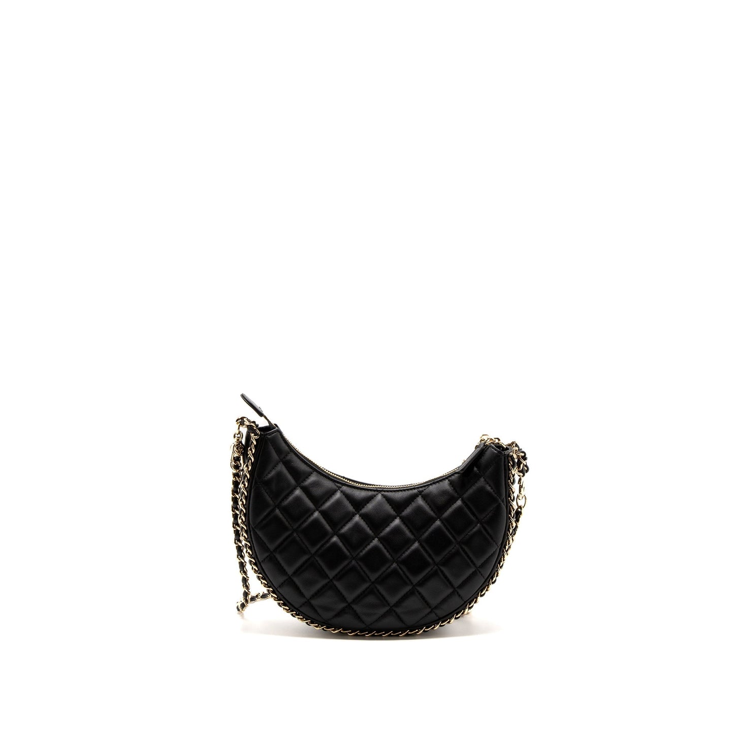 Chanel Small moon Hobo Bag Lambskin Black LGHW(Microchip)