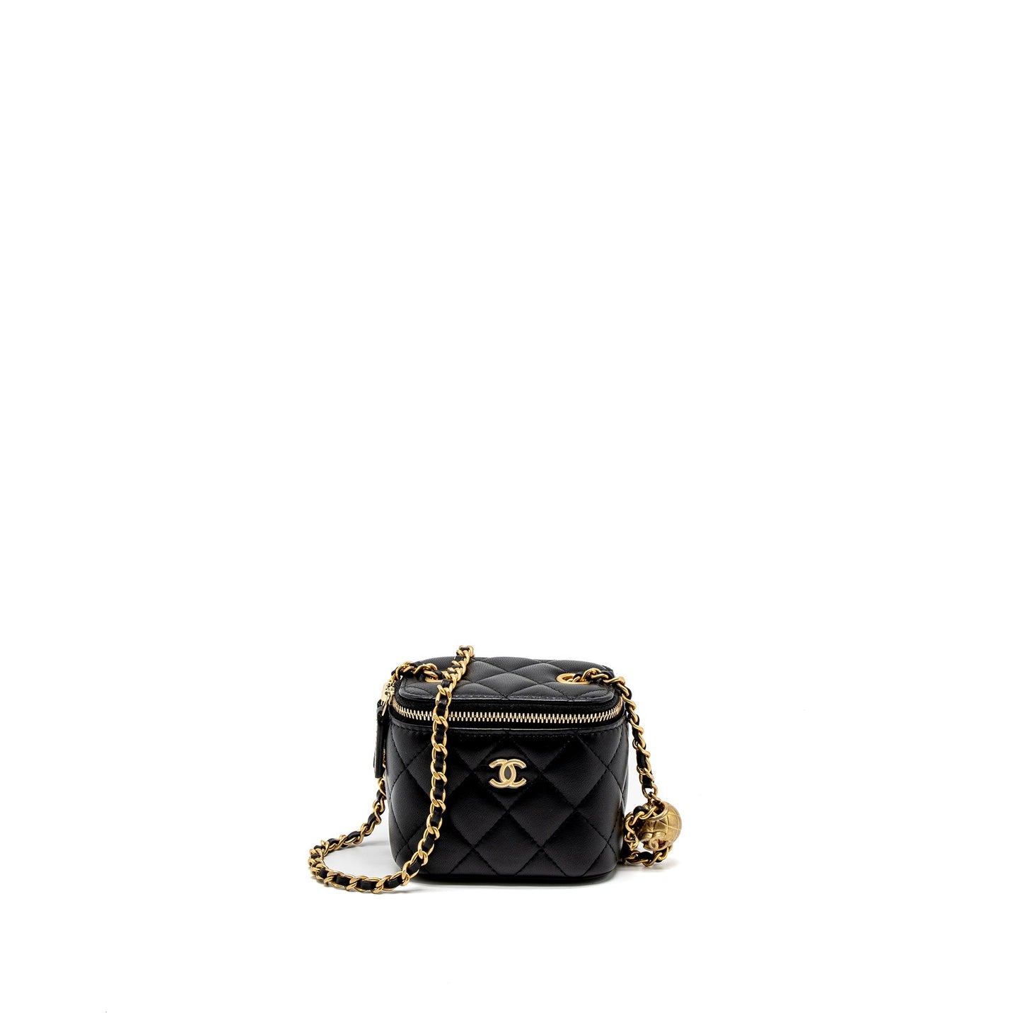 Chanel Pearl Crush Mini Vanity Case Lambskin Black GHW