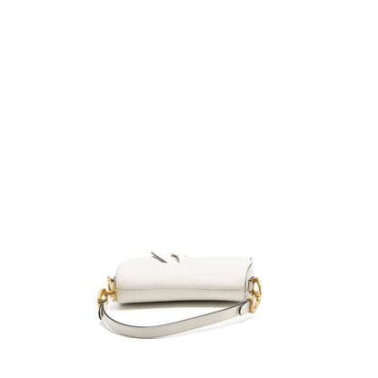 Dior medium saddle Purse with strap grained calfskin white