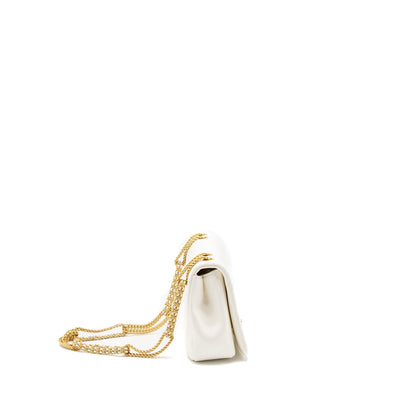 Chanel Flap Bag with Detailed CC Logo Calfskin White Brushed GHW