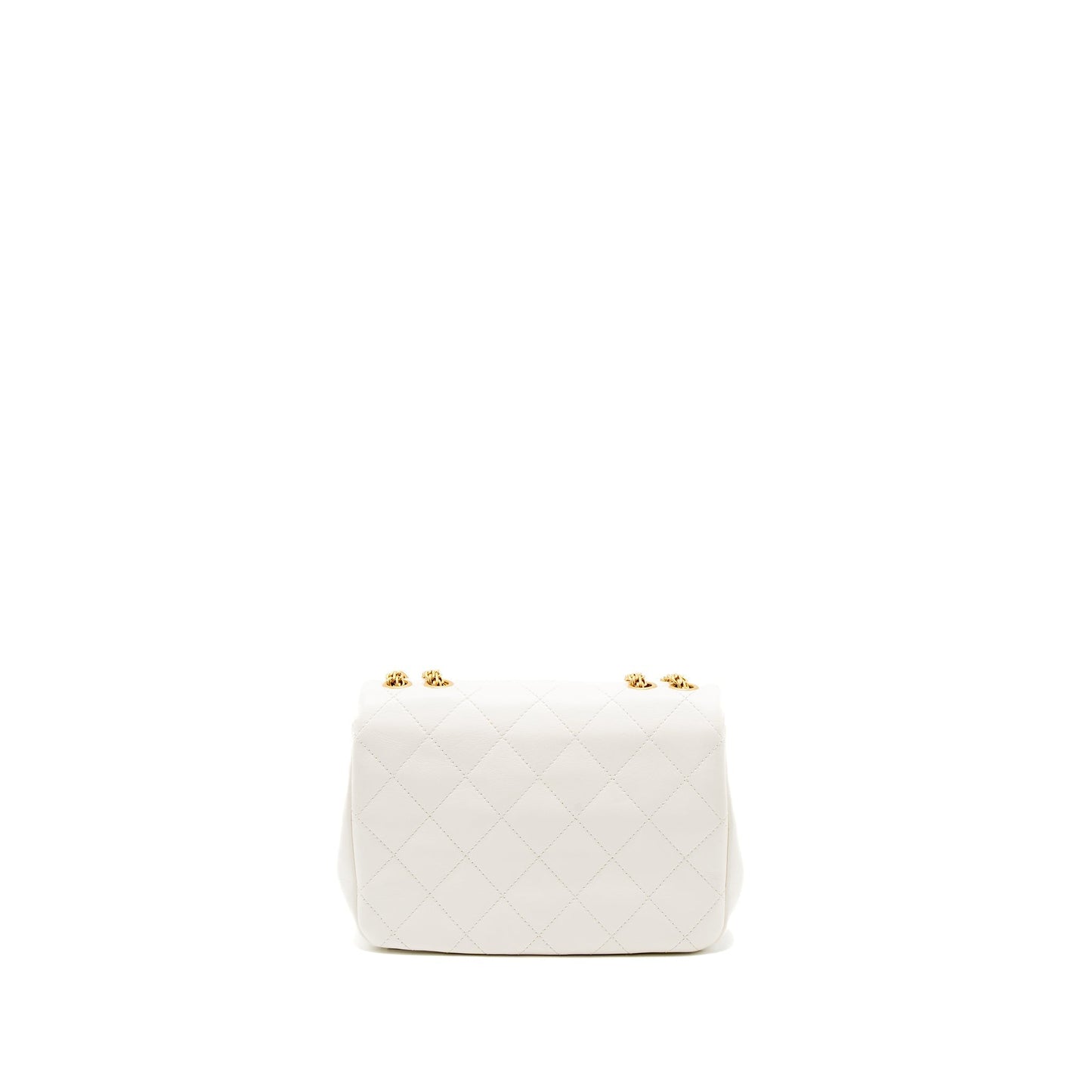 Chanel Flap Bag with Detailed CC Logo Calfskin White Brushed GHW