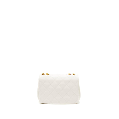 Chanel Flap Bag with Detailed CC Logo Calfskin White Brushed GHW