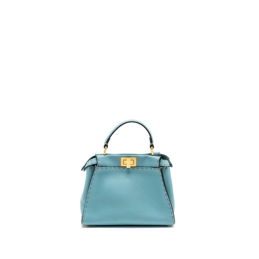 Fendi Mini Peekaboo Purse Calfskin Blue