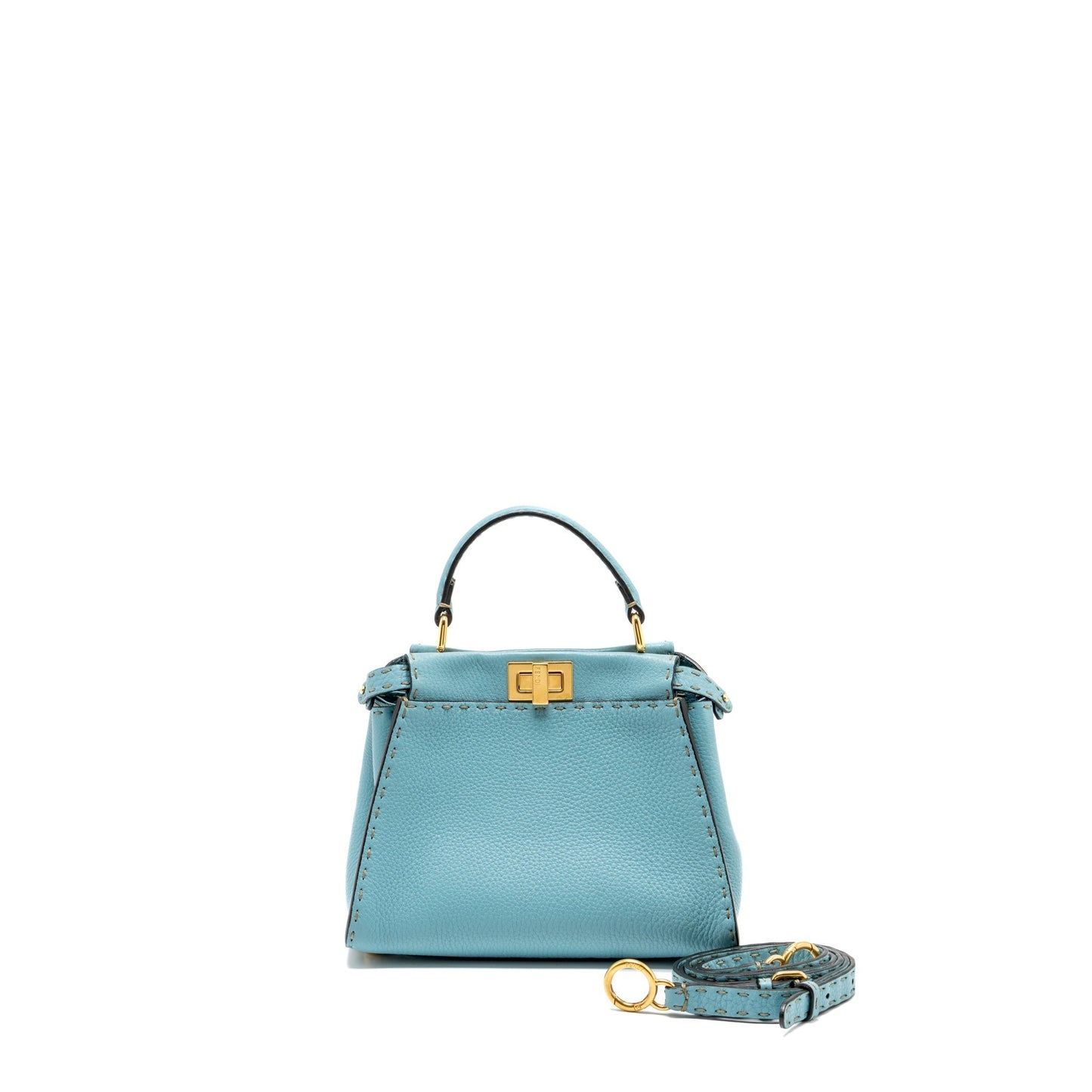 Fendi Mini Peekaboo Purse Calfskin Blue