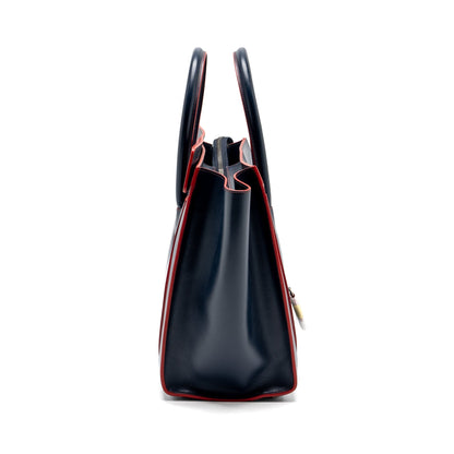 Celine Luggage Tote Purse Calfskin Blue/Red