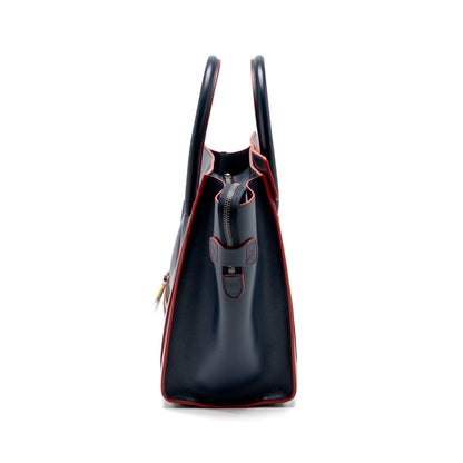 Celine Luggage Tote Purse Calfskin Blue/Red