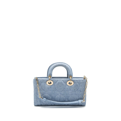 Dior Small Lady D-Joy Purse Macrocannage Denim Blue