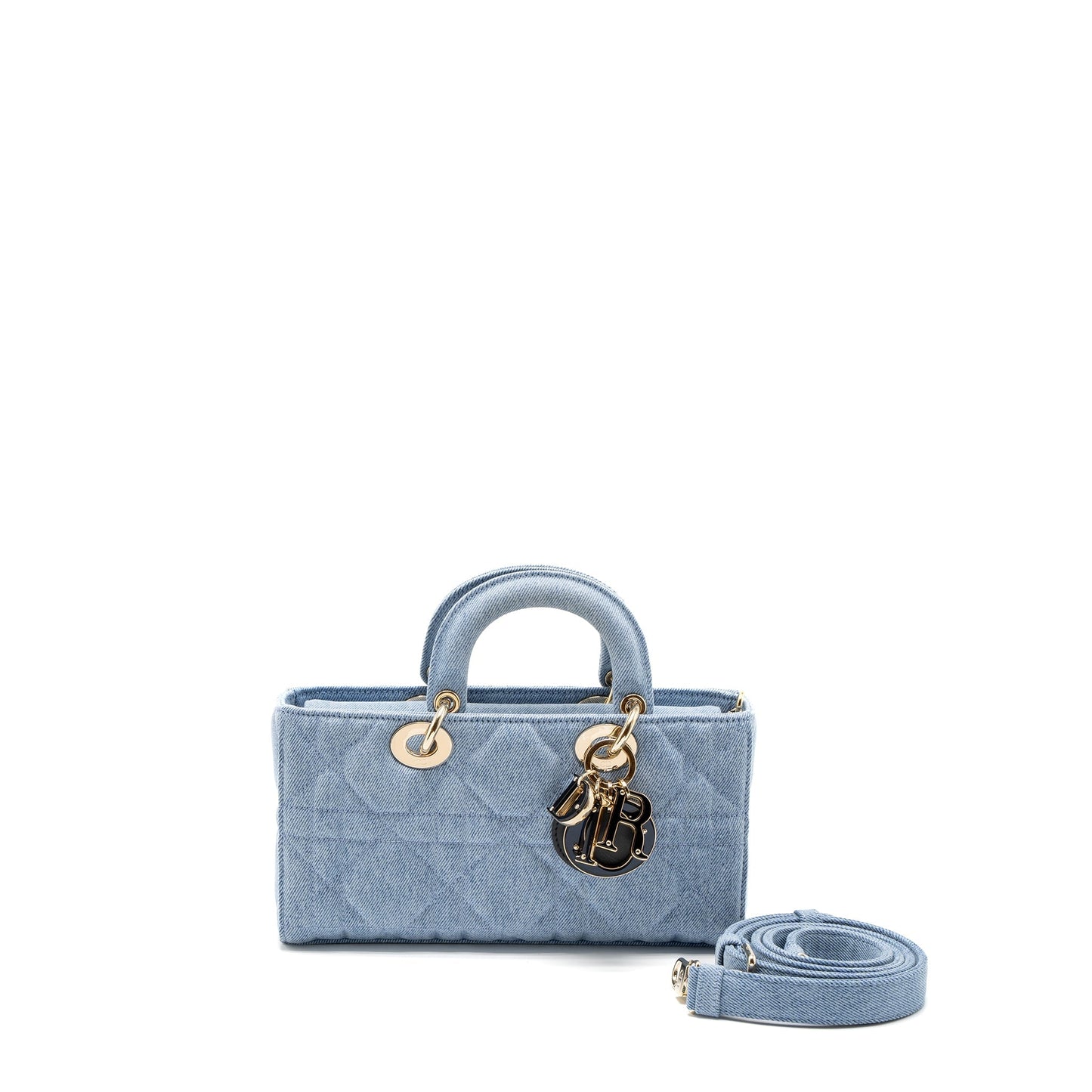 Dior Small Lady D-Joy Purse Macrocannage Denim Blue