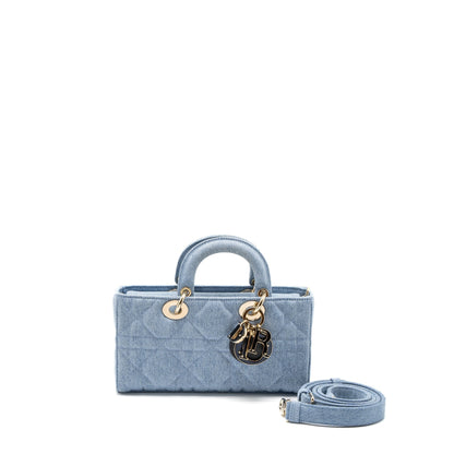 Dior Small Lady D-Joy Purse Macrocannage Denim Blue