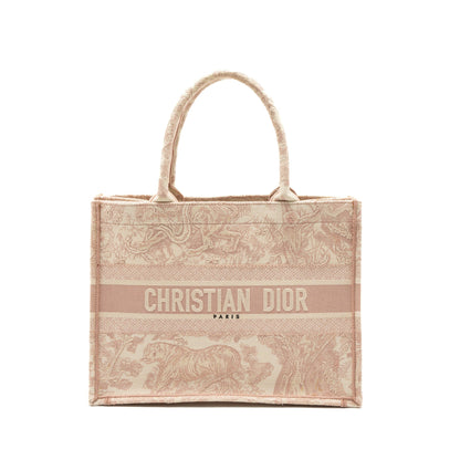 Dior Medium Book Tote Purse Pink Toile de Jouy Embroidery