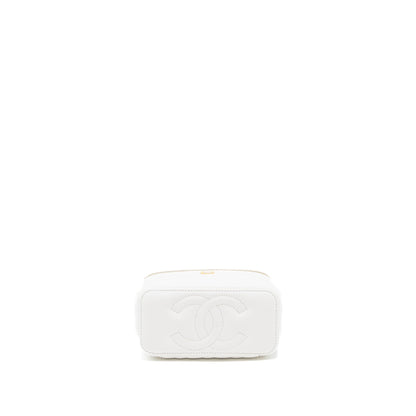 Chanel Pearl Crush Long Vanity with Chain Lambskin White Brushed GHW (Microchip)