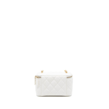 Chanel Pearl Crush Long Vanity with Chain Lambskin White Brushed GHW (Microchip)
