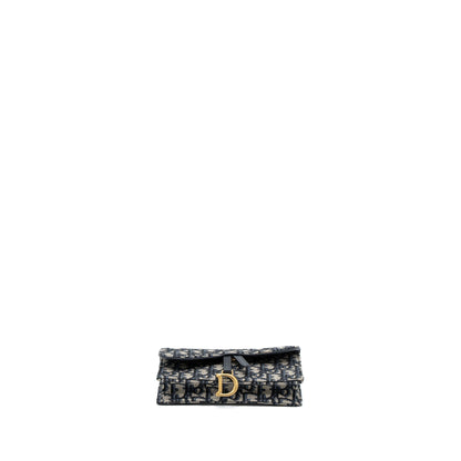 Dior Saddle Belt Pouch Blue Oblique Jacquard Canvas