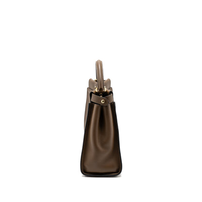 Fendi Medium Peekaboo Purse Calfskin Tobaco