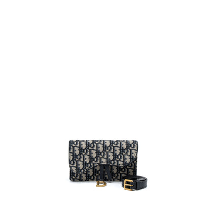 Dior Saddle Belt Pouch Blue Oblique Jacquard Canvas