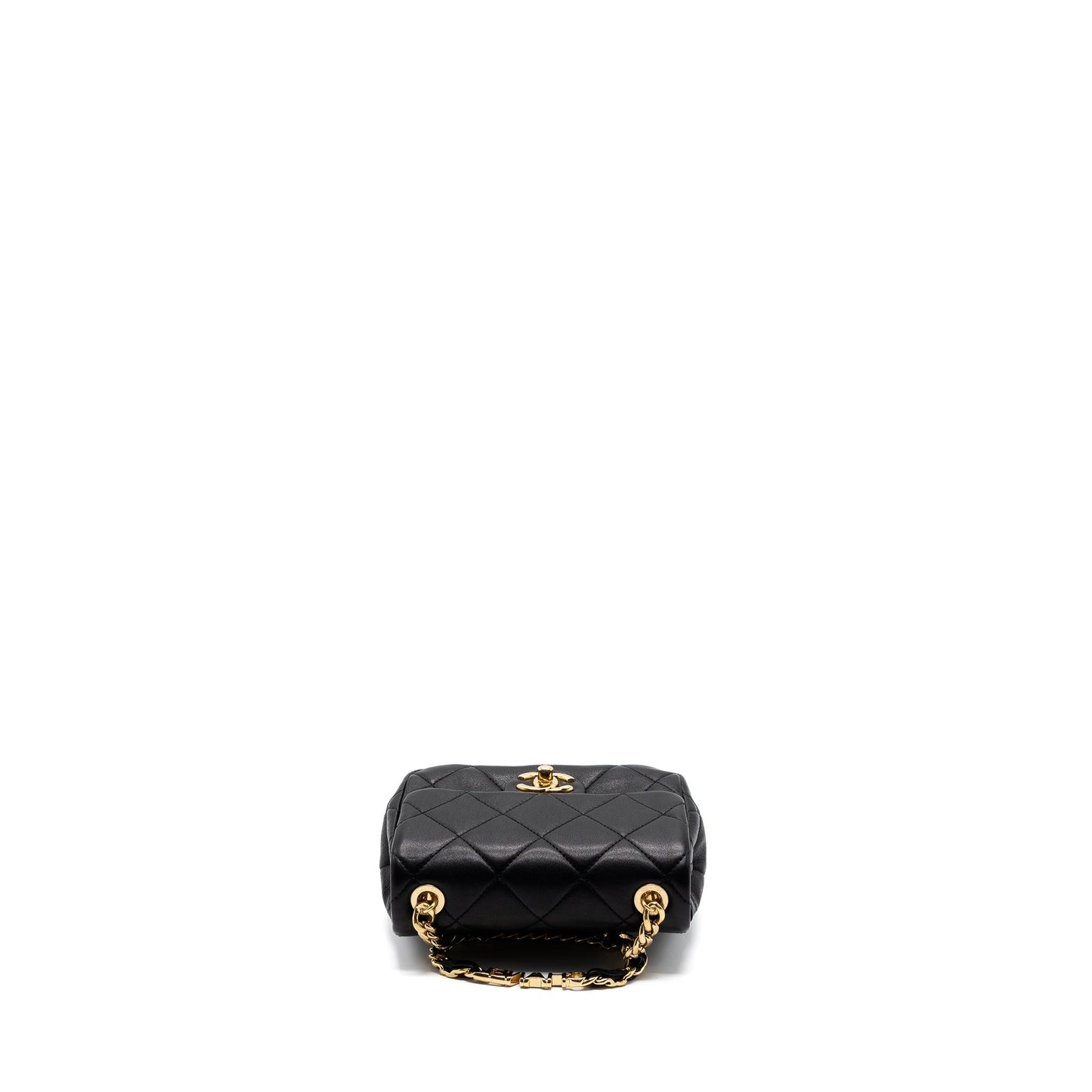 Chanel Round Handle Mini Square Crossbody Bag Lambskin Brushed GHW(Microchip)