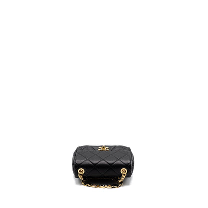 Chanel Round Handle Mini Square Crossbody Bag Lambskin Brushed GHW(Microchip)