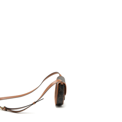 Celine Mini Besace in Triomphe Canvas/Calfskin Tan