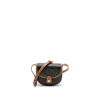 Celine Mini Besace in Triomphe Canvas/Calfskin Tan