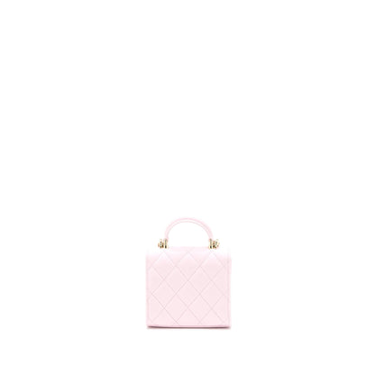Chanel Top Handle Mini Flap Bag with Chain Lambskin Light Pink LGHW