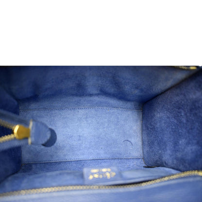 CELINE Nano Luggage Drummed Leather Tote Crossbody Bag Blue