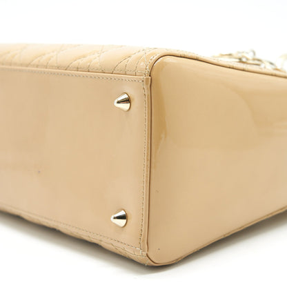 Christian Dior Medium Lady Dior Patent Leather Beige GHW