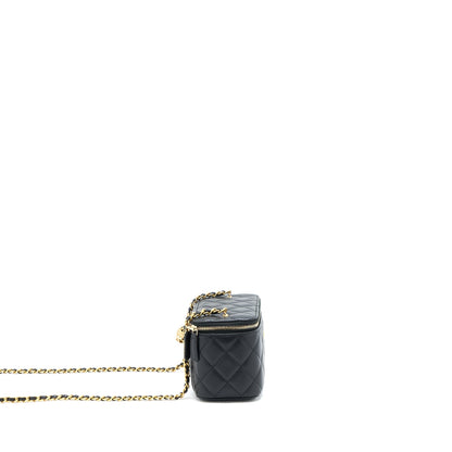 Chanel Pearl Crush Long Vanity Case Lambskin Black GHW (Microchip)