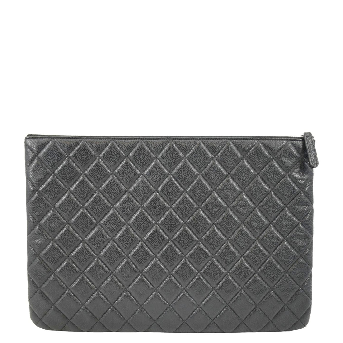 CHANEL Classic O-Case Caviar Leather Zip Pouch Black