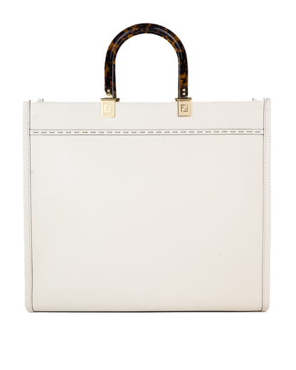 Fendi Medium Sunshine Tote in White Leather