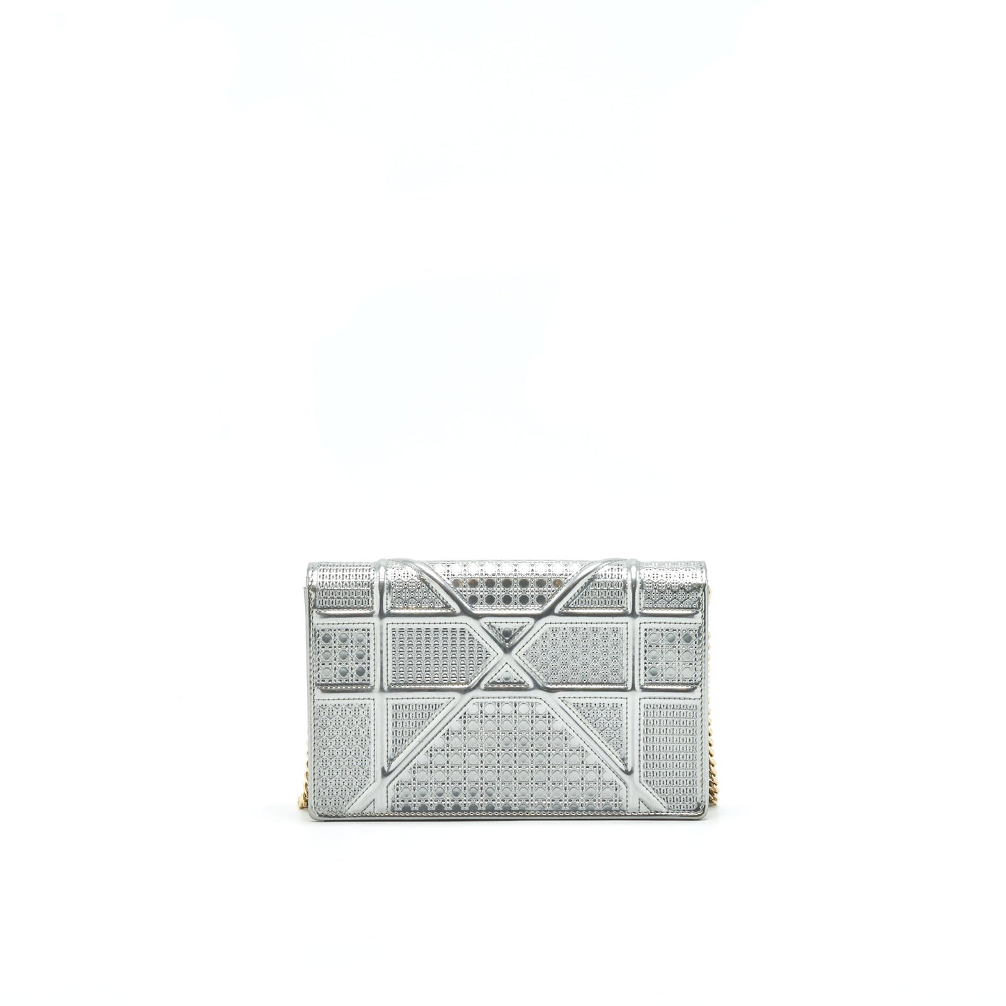 Dior Diorama Wallet on Chain Metallic Silver