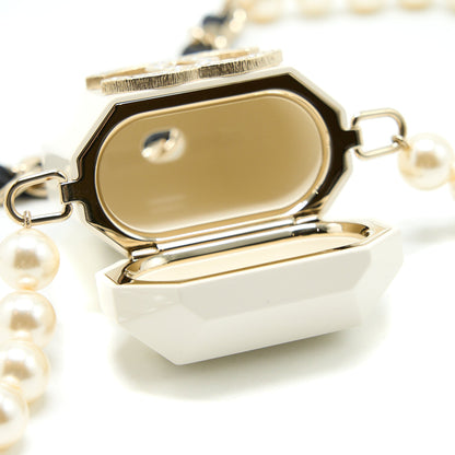 Chanel AirPods Case With Pearl Chain White Light Gold Tone