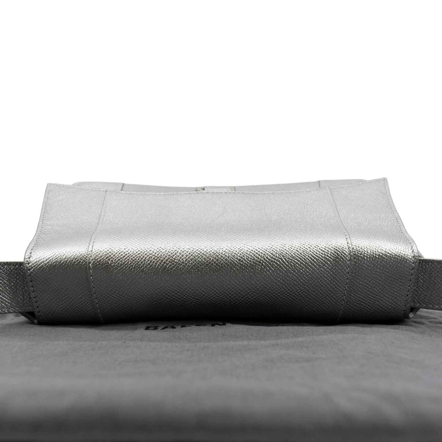 BALENCIAGA Treize Leather Shoulder Bag Metallic Silver