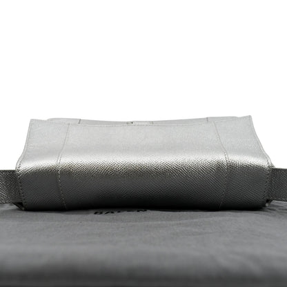 BALENCIAGA Treize Leather Shoulder Bag Metallic Silver