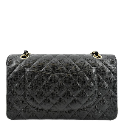 CHANEL Classic Double Flap Caviar Leather Shoulder Bag Black