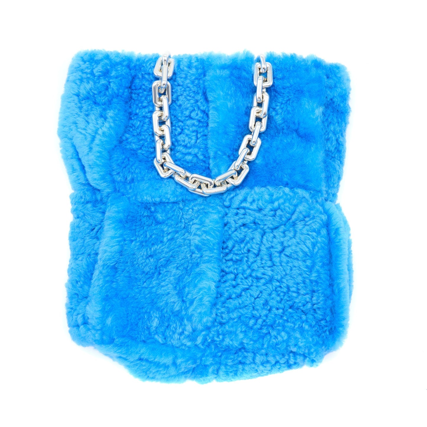 Bottega Veneta Fur Purse with Chain Shearling/Lambskin Blue