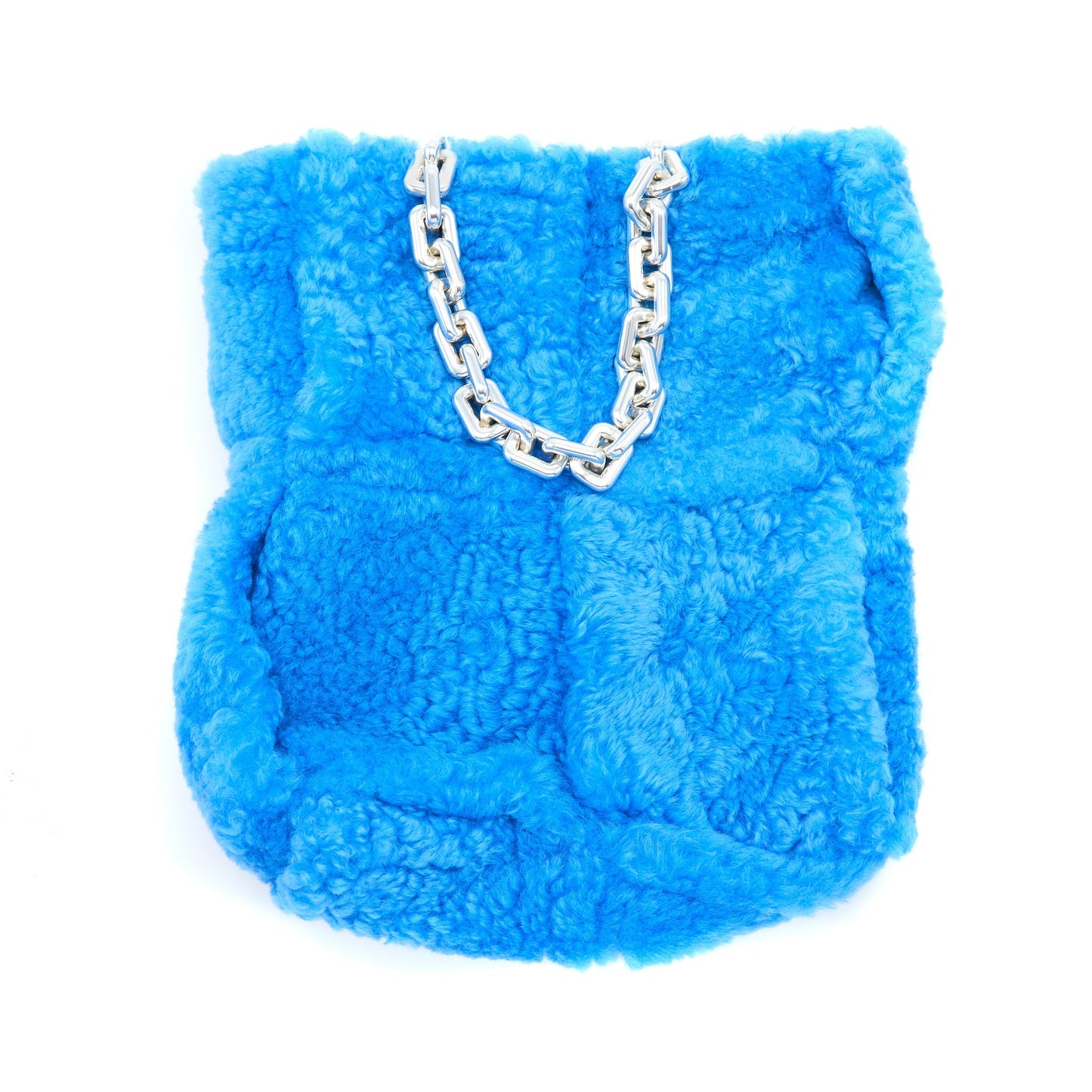 Bottega Veneta Fur Purse with Chain Shearling/Lambskin Blue
