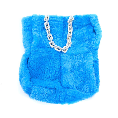 Bottega Veneta Fur Purse with Chain Shearling/Lambskin Blue